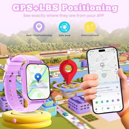 4G Kids Smart Watch for Boys Girls GPS Tracker, Children Watches Phone Call