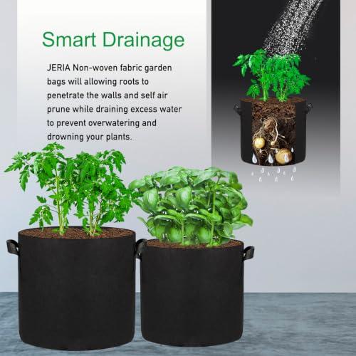JERIA 24-Pack 10 Gallon Nonwoven Grow Bags, Plant Grow Bags，Heavy Duty Aeration Fabric Pots with Durable Handles