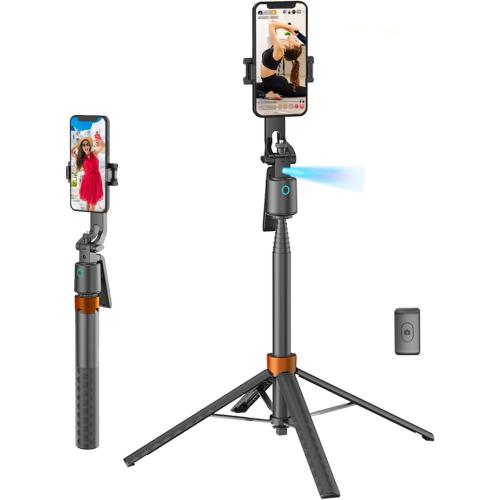 Auto Face Tracking Phone Holder, 360° Rotation Phone Tripod with Wireless Remote and Phone Holder, Selfie Stick Tripod for iPhone、Android Phone, Applied to YouTube, Vlog/TIK Tok