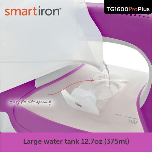 Oliso TG1600 Pro Plus 1800 Watt SmartIron with Auto Lift - for Clothes, Sewing, Quilting and Crafting Ironing | Diamond Ceramic-Flow Soleplate Steam Iron, Purple