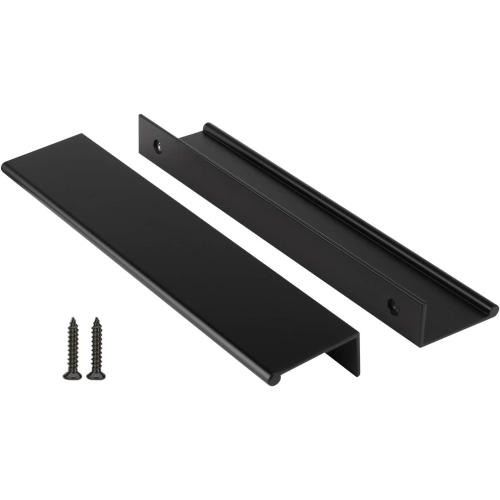 Peaha 10 Pack Kitchen Cabinet Handles 6-1/4 inch Black Pulls for Dresser Drawers Door Edge Finger Pull Aluminum Alloy Hardware