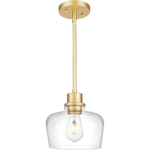 Emak 8 Inch Clear Glass Pendant Lights Kitchen Island, Modern Gold Pendant Light Fixtures for Kitchen, Bathroom, Bedroom, Dining Room, PL122-GD-CG