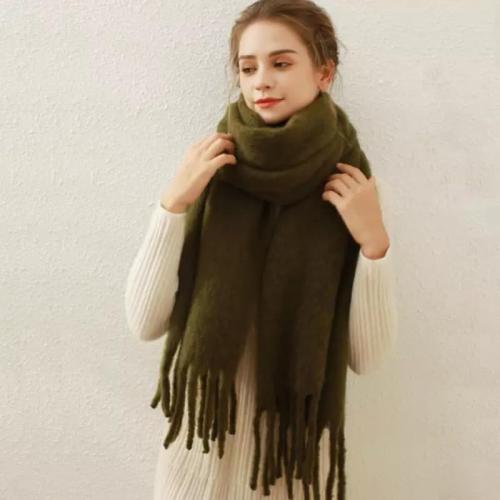 HEAVYSEVEN Large Long Soft Thick Mohair Wool Shawl Scarf Winter Warm Luxury Wrap scarves