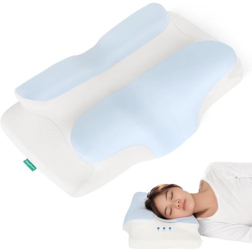 Anti Wrinkle Side Sleeper Pillow - Beauty Cervical Pillow to Prevent Sleeping Wrinkles Supply Comfortable Ergonomic Support for Deep Sleep - Cool-Smooth Pillowcase Cares Your Skin-Hair