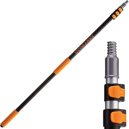 Size 4-12 ft Long Telescopic Extension Pole // Multi-purpose Extendable Pole with Universal Twist-on Metal Tip // Lightweight and Sturdy // Best Telescoping Pole for Painting, Dusting and Window Cleaning