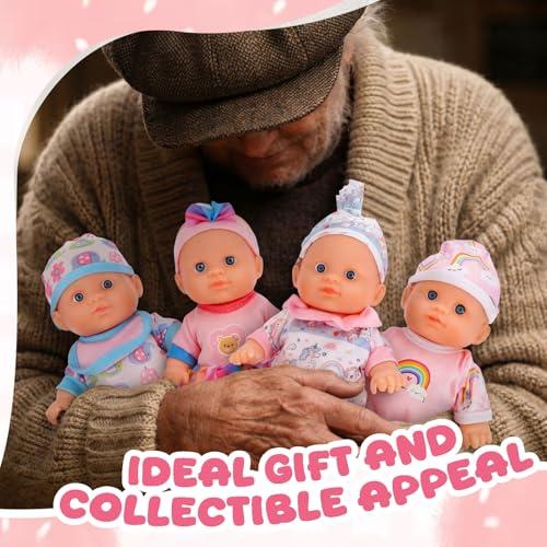 Halloscume 4 Pcs 8 Reborn Baby Dolls Weighted, Chubby Dolls Rainbow
