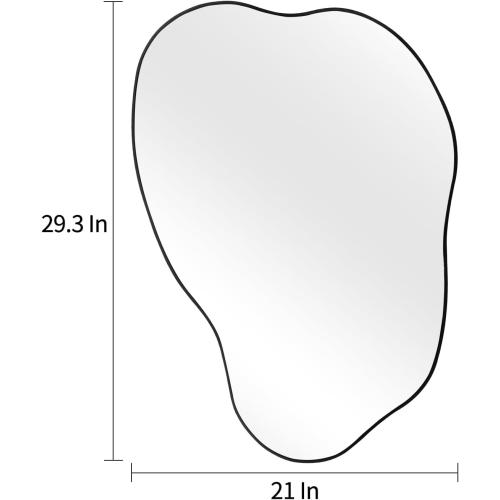 POZINO Asymmetrical Mirror, Black Irregular Mirrors, Cloud Shaped Mirrors, Unique Modern Frameless Mirror for Living Room Bathroom Bedroom Entryway Fireplace,30x20.5