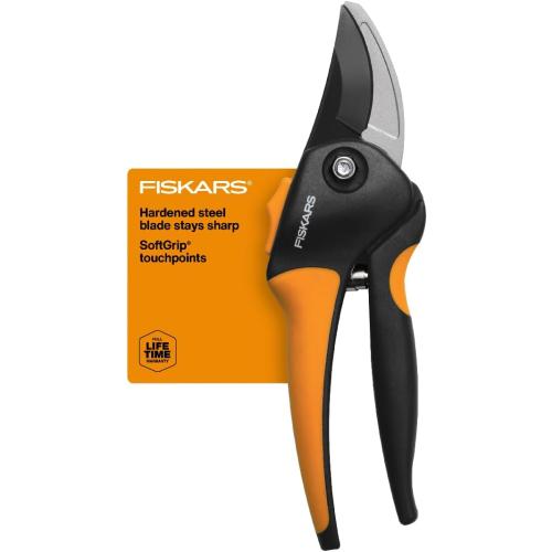 Fiskars Bypass Pruning Shears, Branch Cutter with 5/8 Cut Capacity, Garden Shears with Sharp Steel Blade, Rust Resistant, Ergonomic Pruners with Comfort Handle and Safety Lock, Gardening Hand Tools