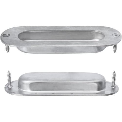 Evponk 2 Pcs Oval Sliding Door Pulls, Stainless Steel Recessed Flush Finger Pulls Hidden Concealed Pocket Door Pull Handle with Screws, 120 × 40 ×14mm