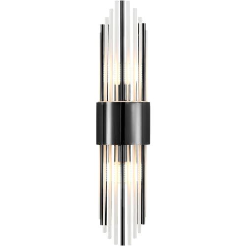 Modern Wall Sconce Titanium Black Metal with Clear Class Crystal Vanity Wall Sconce Lighting for Bedroom Living Room Bathroom Light Fixtures