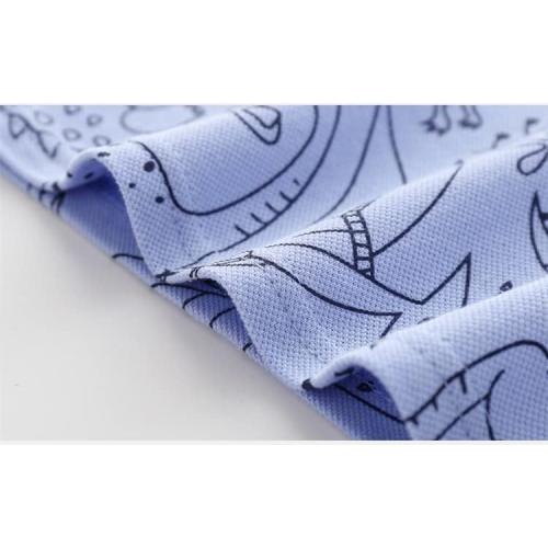 Size 100/56 Irsutey Boy Baby Toddler Short Sleeve Polo T-Shirt Striped Cartoon Print Lapel Cute Comfy Cotton Button V Neck Shirts