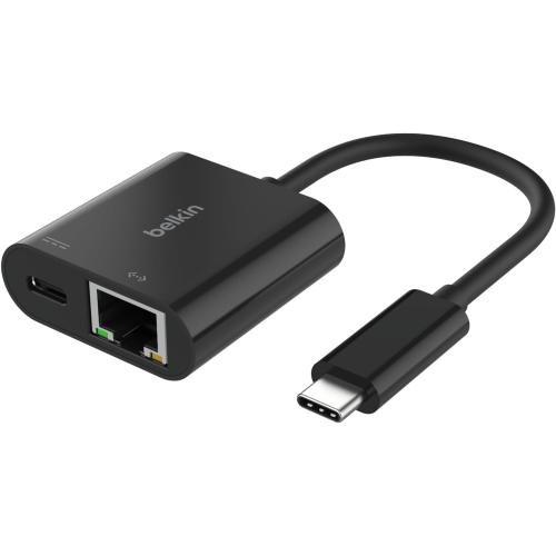 Belkin Connect USB-C to Ethernet   Charge Adapter 100W w/Gigabit Ethernet Port and USB-C Port - 10/100/1000 Mbps for Fast Internet Connection - Compatible with iPhone 17, Samsung Galaxy S25, & More