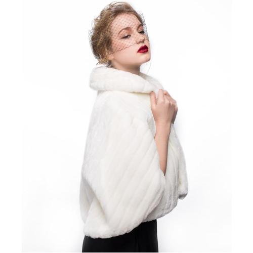 Size M BEAUTELICATE Faux Fur Shawl For Women Soft Fur Stole Wrap Shrug For Winter Wedding Event