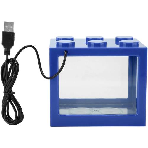 Small Fish, Acrylic Mini Fish Desktop Mini Aquarium Bowl for Goldfish Aquarium Starter Kits with USB LED Light Office Tea Table Decor
