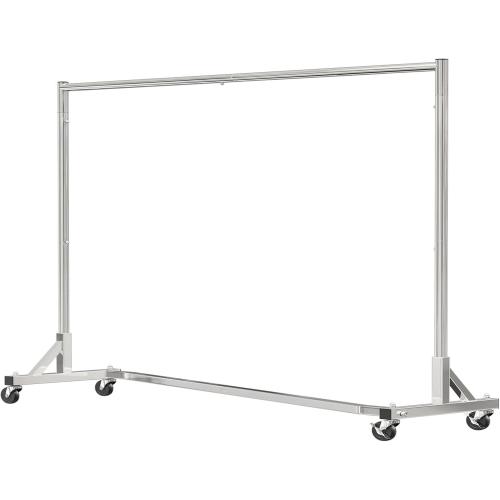 Simple Trending Industrial Grade Z Base 70in extra long Clothes Garment Rack, Commercial Grade Rolling Clothing Rack, Heavy Duty 600lb Load with Wheels, Chrome