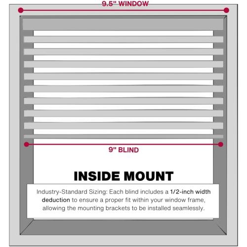 Size , 9.5 x 72, Color White Lotus & Windoware Cordless, 2 Inch Faux Wood Blind, Window Blinds, Blinds & Shades, Blinds for Indoor Windows, Embossed, 9.5 x 72, Bright White