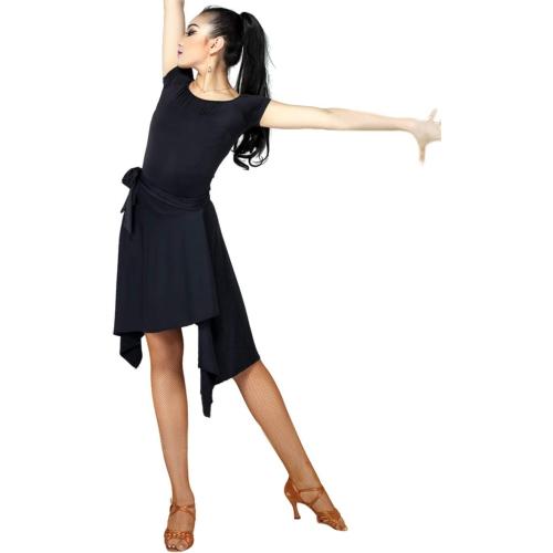 Size M Women Latin Salsa Dance Skirt - Smooth Irregular Swing Ballroom Tango Cha Cha Practice Skirt