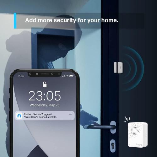 White Tapo Door Sensor Mini, REQUIRES Tapo Hub, Long Battery Life w/Sub-1G Low-Power Wireless protocol, Contact Sensor, 15mm Wide Gap Allowed, Real-Time Notification, Smart Action (Tapo T110)