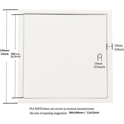 Fengze Steel Access Panel 12 x 12 Inch with 4 Long Fixing Strips White Screwdriver Latch Metal Inspection Door for Wall and Ceiling (300 x 300 mm)