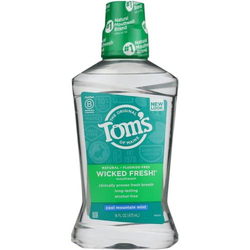 5 PACK....Tom's of Maine Long Lasting Wicked Fresh Mouthwash, Cool Mountain Mint - 16 oz -