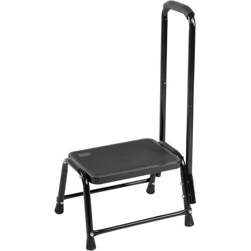 Leekpai Step Stool with Handle for Adults，Seniors Heavy Duty Holds 350 lbs.Stepping Stool for Elderly Adults, Attractive Black for Kitchen