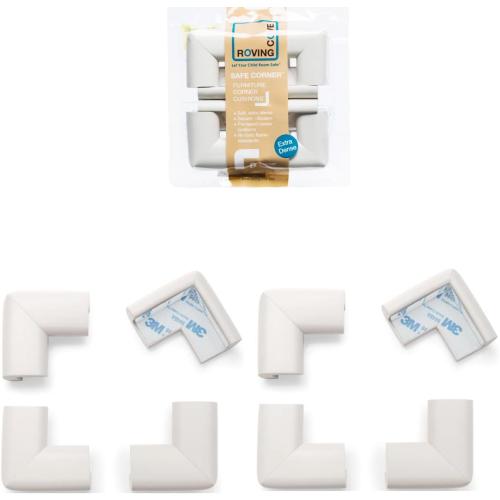 Roving Cove HeftyFit Corner Protector for Baby (8 Large Corners), Heavy-Duty Soft Rubber Foam Furniture Corner Bumper Guards, 3M Adhesive Pre-Taped, Oyster White (Off White)