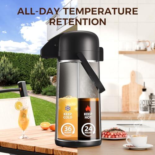 Coffee Carafe for Keeping Hot, 102OZ / 3L Airpot Coffee Dispenser with Pump