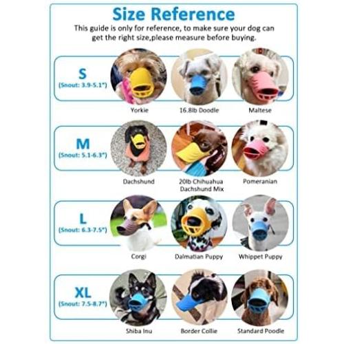 LUCKYPAW Dog Muzzle, Soft Duck Silicone Mouth Cover with Adjustable Strap for Small Medium Dogs, Best to Prevent Barking, Biting, and Chewing (L, Yellow)