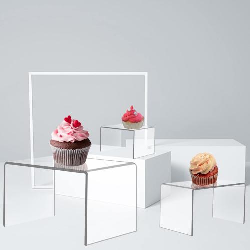 Ouskr 6 Pcs Acrylic Risers for Display, Acrylic Display Riser, Clear Display Stands for Shelf Dessert Cupcake Candy Food Tabletop Collectibles Product Bar Action Figure Jewelry Showcase