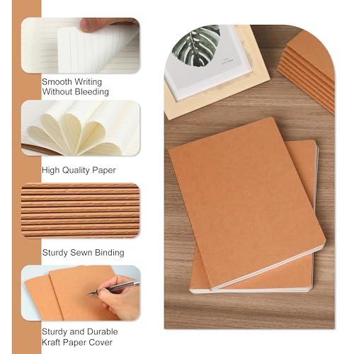 miikoul 72 Pack A5 Kraft Paper Notebook Lined Journal Bulk, 8.3 X 5.5 Inch, 60 Pages/30 Sheets, 80gsm, Travel Notebook Notepad for Adult, Students, Gift, Office, Back to School Supplies