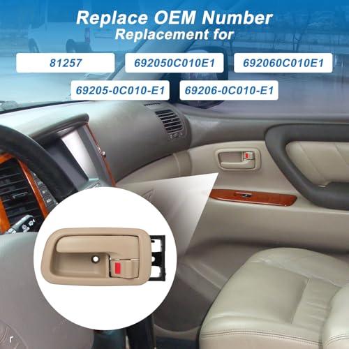 Interior Door Handles with Bezel Fit for Toyota Tundra 2000 2001 2002 2003 2004 2005 2006 Replacement for 692050C010E1 692060C010E1 81257 Left Driver Right Passenger Door Handle (Beige)
