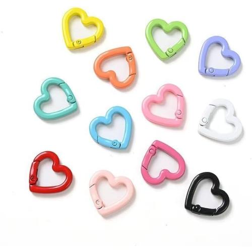 20mm Heart-Shaped Keychain Clips - Zinc Alloy Spring Carabiner Hooks for Bags, DIY Crafts and Valentine Day Accessories (6 Color Mix)