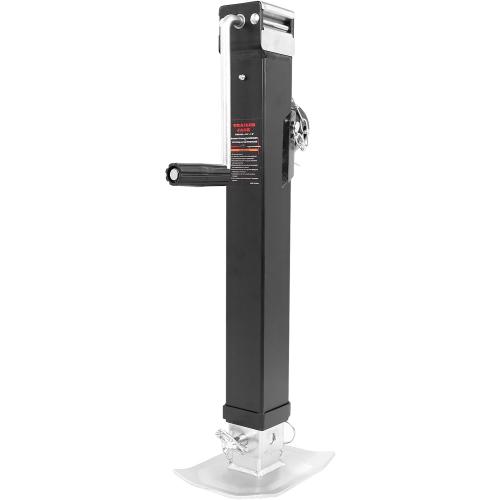 NBJINGYI Heavy Duty 8000LB Trailer Jack 28 Lift, Pipe Mount Swivel Jack with Lock Pin, Square Tube Mount, Side Wind Handle & Foot Plate, Black Coating