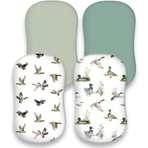 4 Pack Mallard Duck Baby Bassinet Sheets Neutral Unisex Breathable Fitted Nursery Sheets for Baby Girl or Boys (Bassinet Sheet)