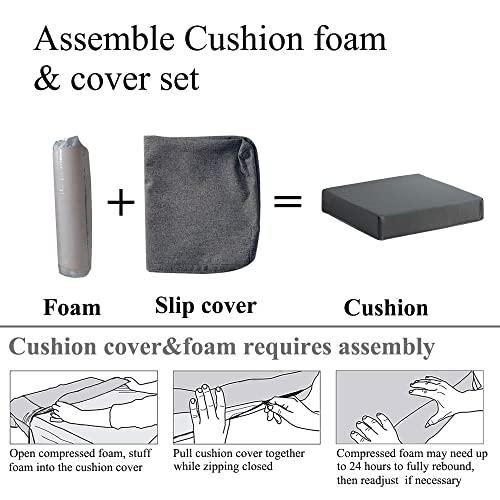 Color Grey Patio Chair Cushions Non Slip Bottom Chair Pad with Ties Set of 2 Waterproof Square Outdoor Seat Cushion Replacement for Garden Swing Furniture