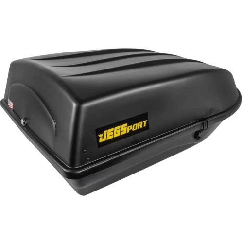 JEGS Rooftop Cargo Carrier for Car Storage - Large Roof Rack Cargo Carrier - Front Hinge/Rear Lock - Rear Opening Weatherproof Storage - Made in USA - 18 Cubic Ft - 110 Lb Capacity - Aero Design