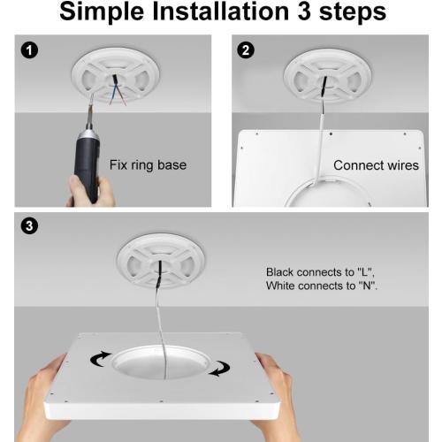 LED Flush Mount Ceiling Light Fixture, 5000K Daylight White, 12inch 24W, 3200LM, Slim Flat Panel Lighting Fixture, Square Modern Ceiling Lamp for Bedroom, Kitchen, Living Room, Closet, Stairwell