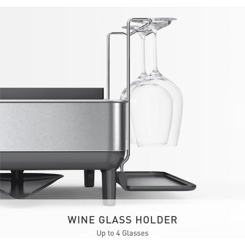 simplehuman Steel Frame Dishrack, Large Capacity Dish Drying Rack, 360º Easy Drain Swivel Spout, Utensil & Wine Glass Holder, Anti-Residue Coating, Moisture Control Surface, Brushed Stainless Steel MAY HAVE MISSING ACCESSORIES