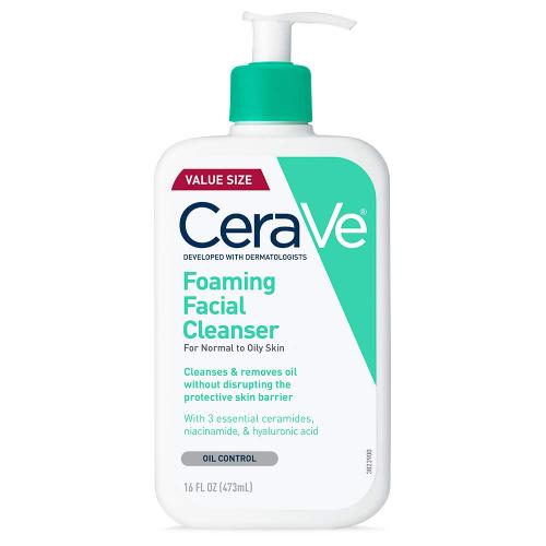 CeraVe Foaming Facial Cleanser, Daily Face Wash for Oily Skin, Hyaluronic Acid   Ceramides   Niacinamide, Fragrance Free & Paraben Free, Non-Drying Oil Control Face Wash, 16 Fluid Ounces