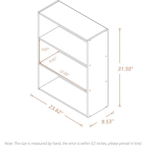 NELYE Basic Open Shelf Bookcase - 3-Tier Wooden Cube Storage Shelves Split Bookshelf, white