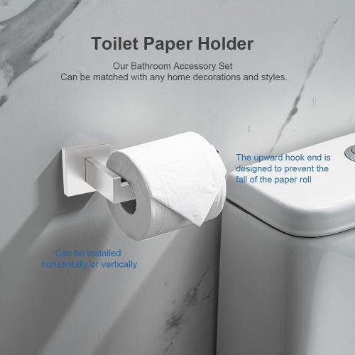 Silver 5-Piece Brushed Nickel Bathroom Hardware Set, Wall Mounted Thickened 304 Stainless Steel Towel Holder Set, Featuring 23.6 Towel Bar, Hand Towel Rack, Toilet Paper Holder, and 2 Towel Hooks