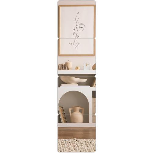 Glass Full-Length Wall Mirror Tiles, 4 Pieces in Total, Square Wall Mounted Mirrors, Suitable for Frameless Mirror Tiles in Home Gyms, Bedrooms, and Doors