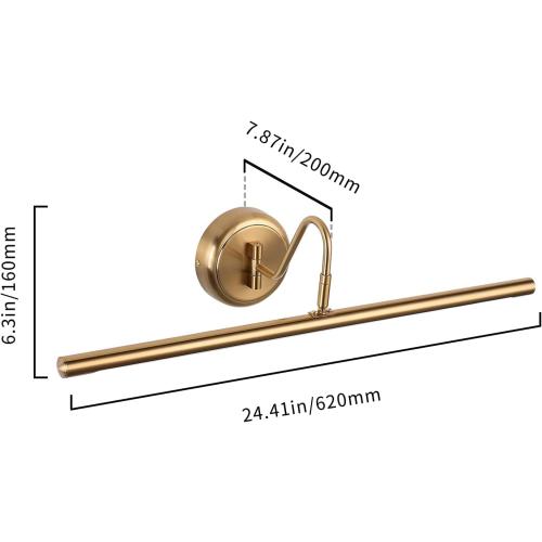 JOOSENLUX Picture Lights 24.4'' Inch Brass for Painting Display Wall Mount Brief Metal Artwork LED Wall Sconces Lamps14W(70W Eqv.),Warm White 3000K,Hardwire Swing Arm