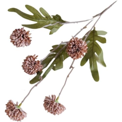 Faux Dandelion Flowers 10 Pcs Dandelion Artificial Flower Wedding 5 Head Fake Flowers Small Thorn Ball Home Decoration(10 pcs Grey)