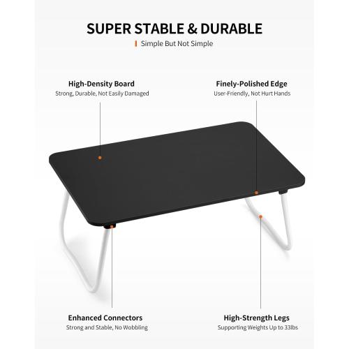 Foldable Laptop Desk, Portable Lap Desk Bed Table, Lightweight Breakfast Table Tray Desk, Laptop Stand, Mini Table for Working Writing Drawing Eating Picnic-Black