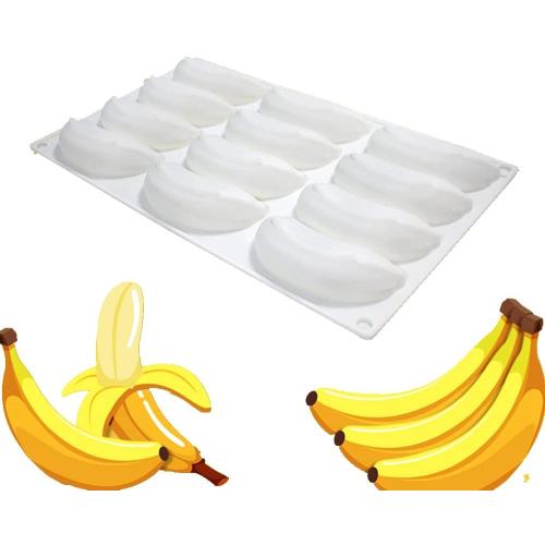 Silicone Mold Baking Pan Non-Stick Baking Pastry Chocolate Cake Dessert DIY Decoration Tools (Banana R_11.8x6.8x0.08 inch)