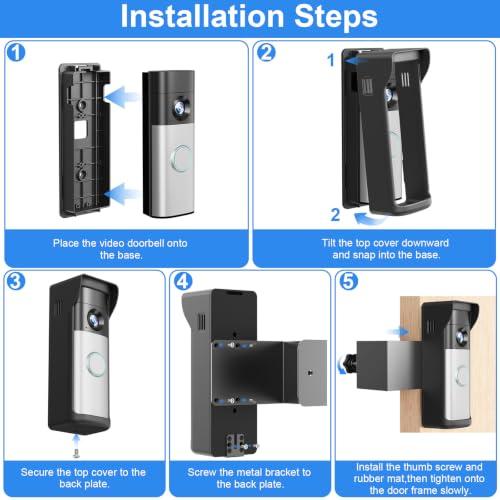 Anti-Theft Doorbell Mount Compatible with R-ing Newest 2026 Battery Doorbell/Plus/Pro, No Drill Wireless Video Camera Doorbell Bracket with Rain Cover for Apartment Rental, Not for Security Door