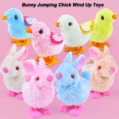 Bunny Jumping Chick Wind Up Toys Novelty Chicken Hopping Windup Toy for Kids Toddlers Easter Egg Hunt Basket Stocking Stuffers Party Favors Goody Bag Fillers Birthdays Gifts (Color A)