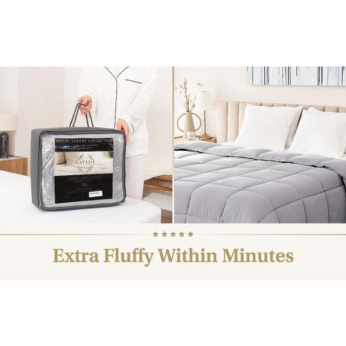 Truth North Gray Comforter twin – Fluffy Down Alternative Duvet Insert, Light Gray Comforter, All-Season Bedding, Hypoallergenic, Machine Washable, Twin Duvet Insert with Corner Loops