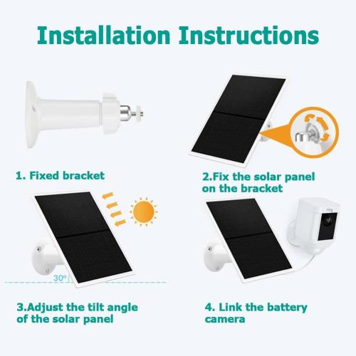 Solar Panel Charger for Ring Camera,10W Solar Charger Compatible with Ring Stick Up Cam Battery and Spotlight Cam Battery,Not for Spotlight Plus/Pro, Barrel DC3.5mm Plug (White)